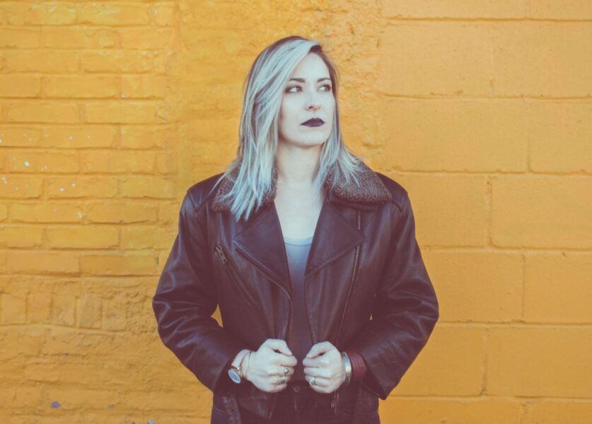 fashion photography image for an ecommerce indie brand in Richmond, VA. Woman in leather jacket